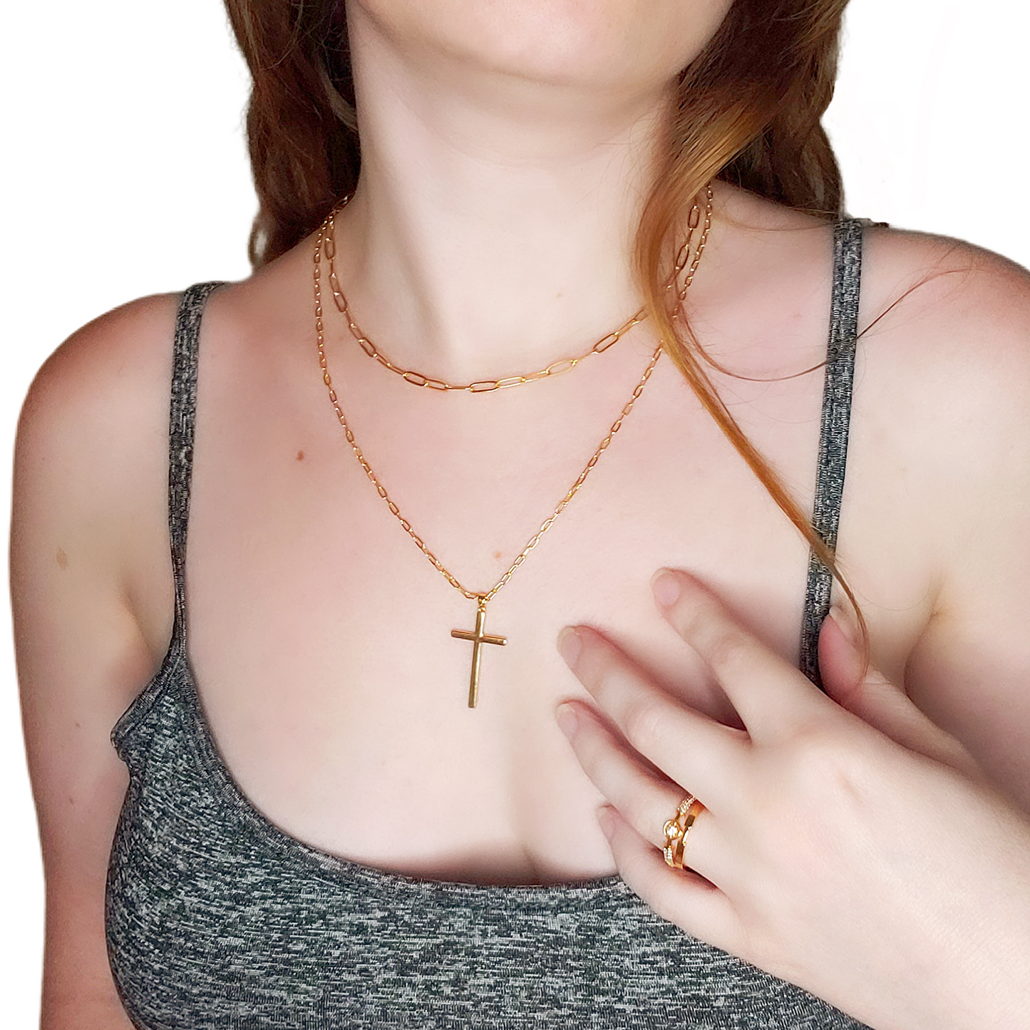 Two-Chained Cross Necklace